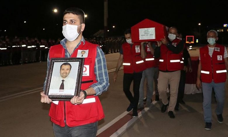 Photo of Armed masked men martyr Turkish Red Crescent official in northern Syria